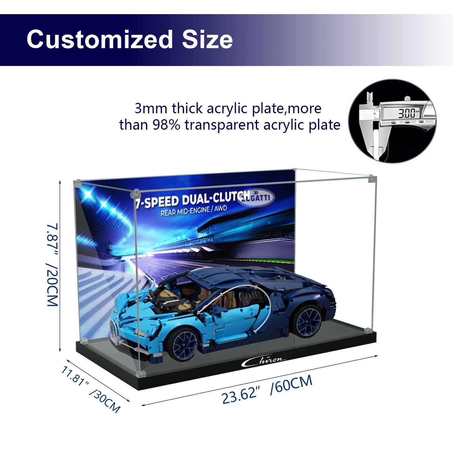 BrickArmor Display Case for LEGO Bugatti Chiron 42083