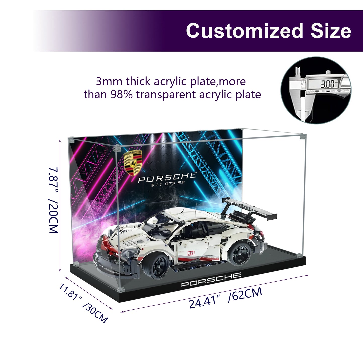 BrickArmor Display Case for LEGO Porsche 911 RSR 42096
