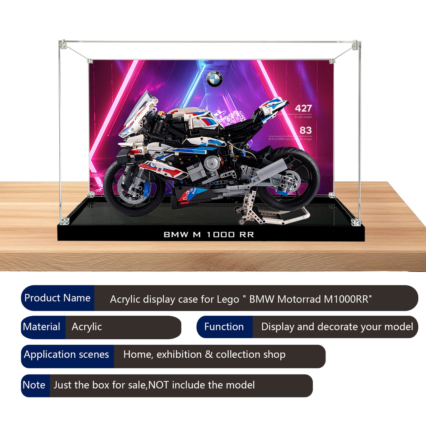 BrickArmor Display Case for LEGO BMW 1000rr motorcycle 42130