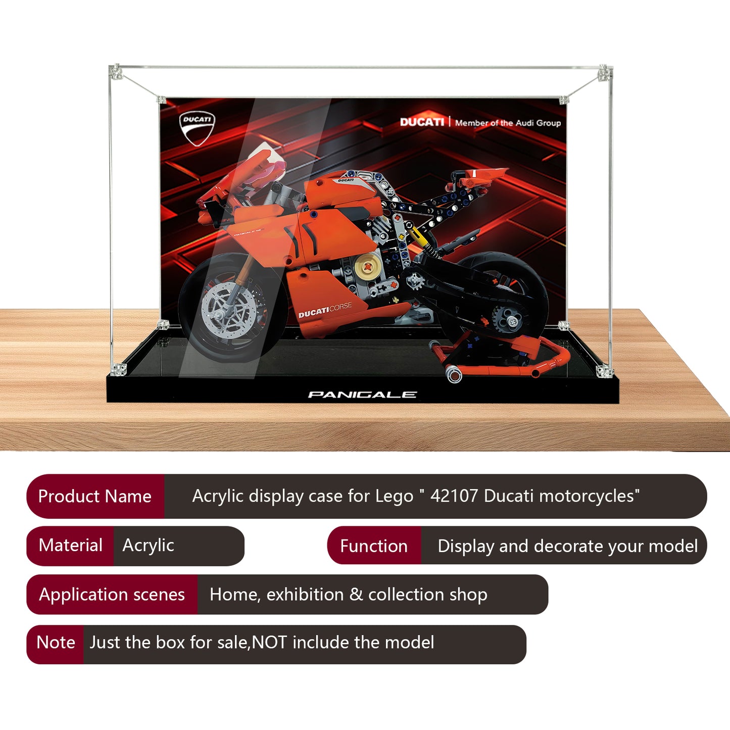 BrickArmor Display Case for LEGO Ducati V4R motorcycle 42107