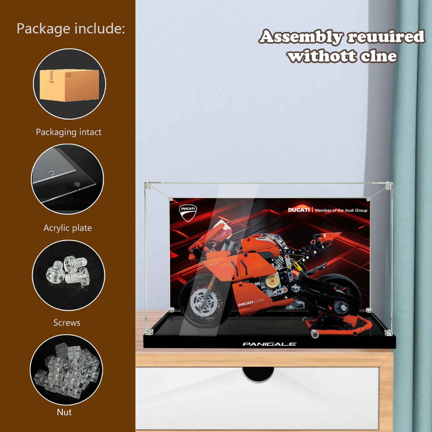 BrickArmor Display Case for LEGO Ducati V4R motorcycle 42107