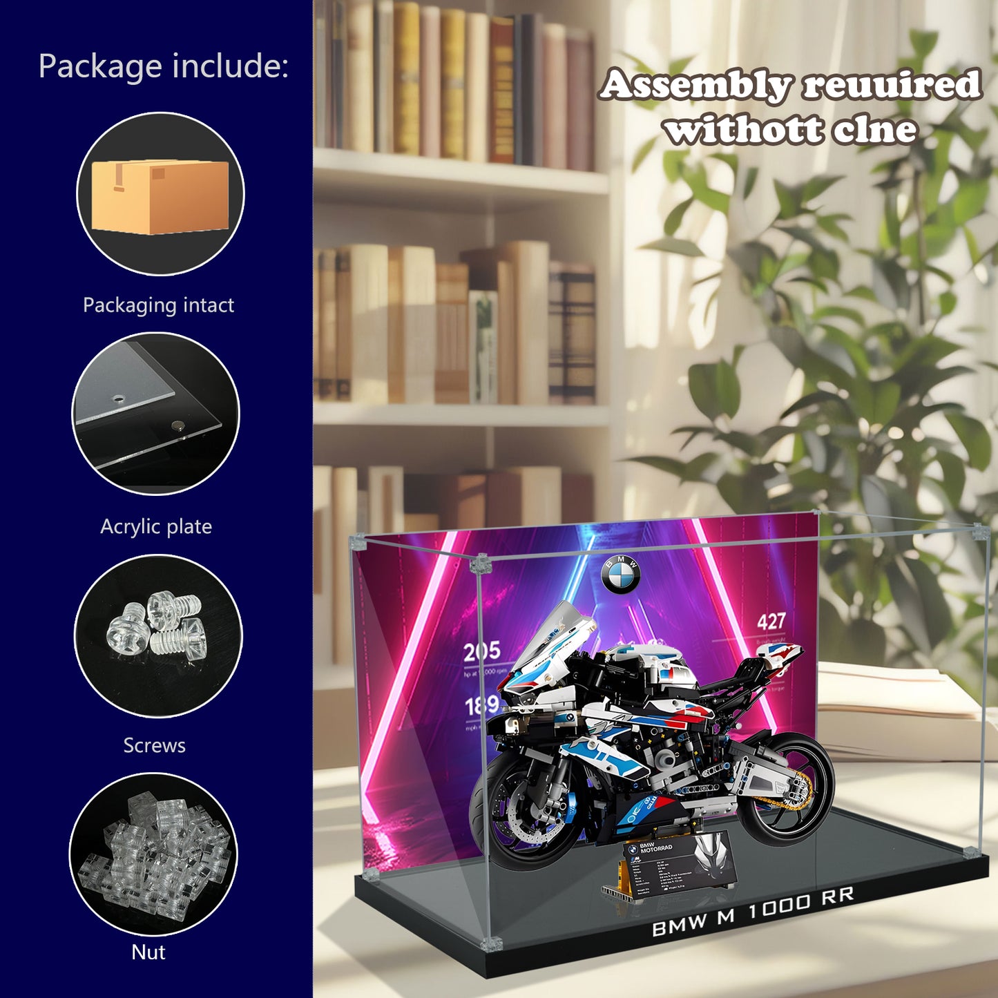 BrickArmor Display Case for LEGO BMW 1000rr motorcycle 42130
