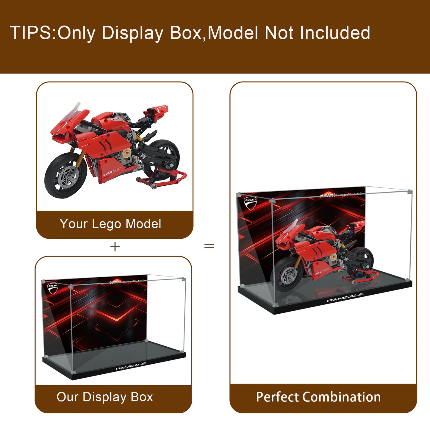 BrickArmor Display Case for LEGO Ducati V4R motorcycle 42107