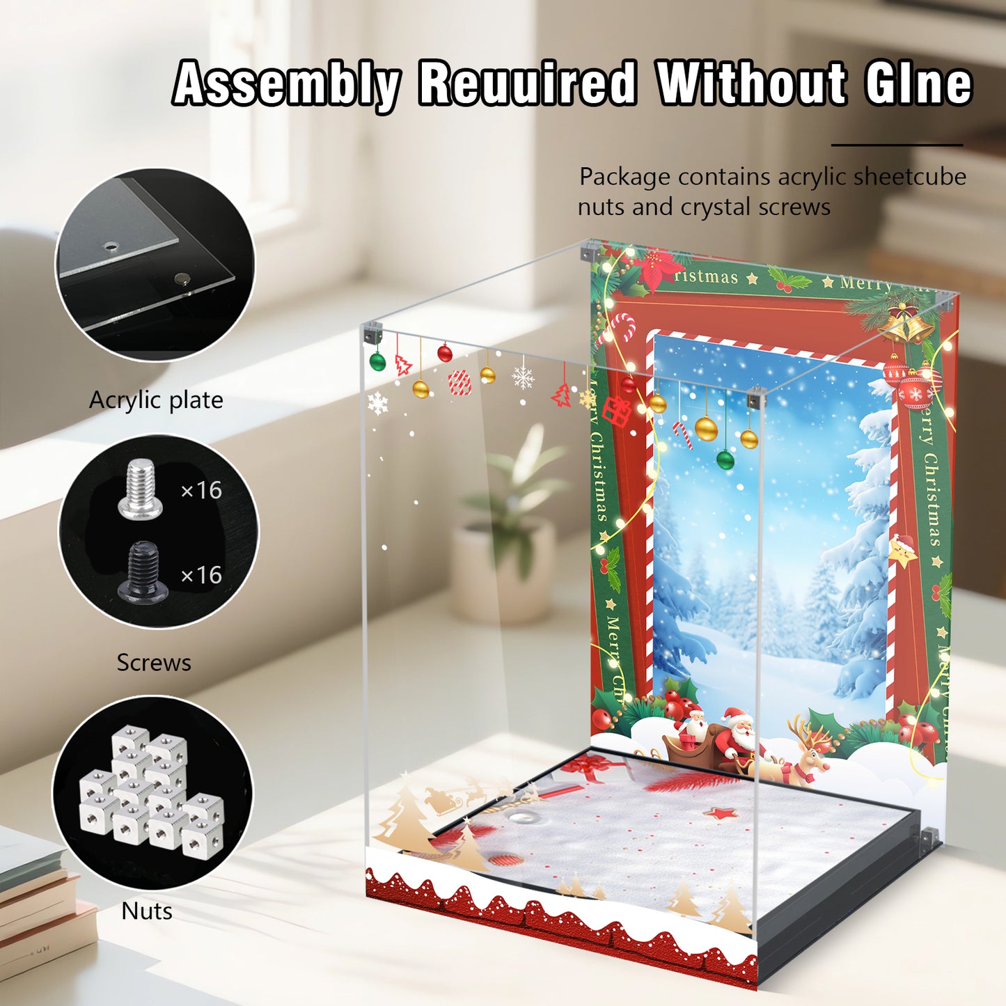 Acrylic Display Case Compatible with Lego Family Christmas Tree 2025 Building Set,Creative Magnetic Front Panel, Dustproof Clear Display Box Compatible with Lego 41843(Box Only,Model Not Included)