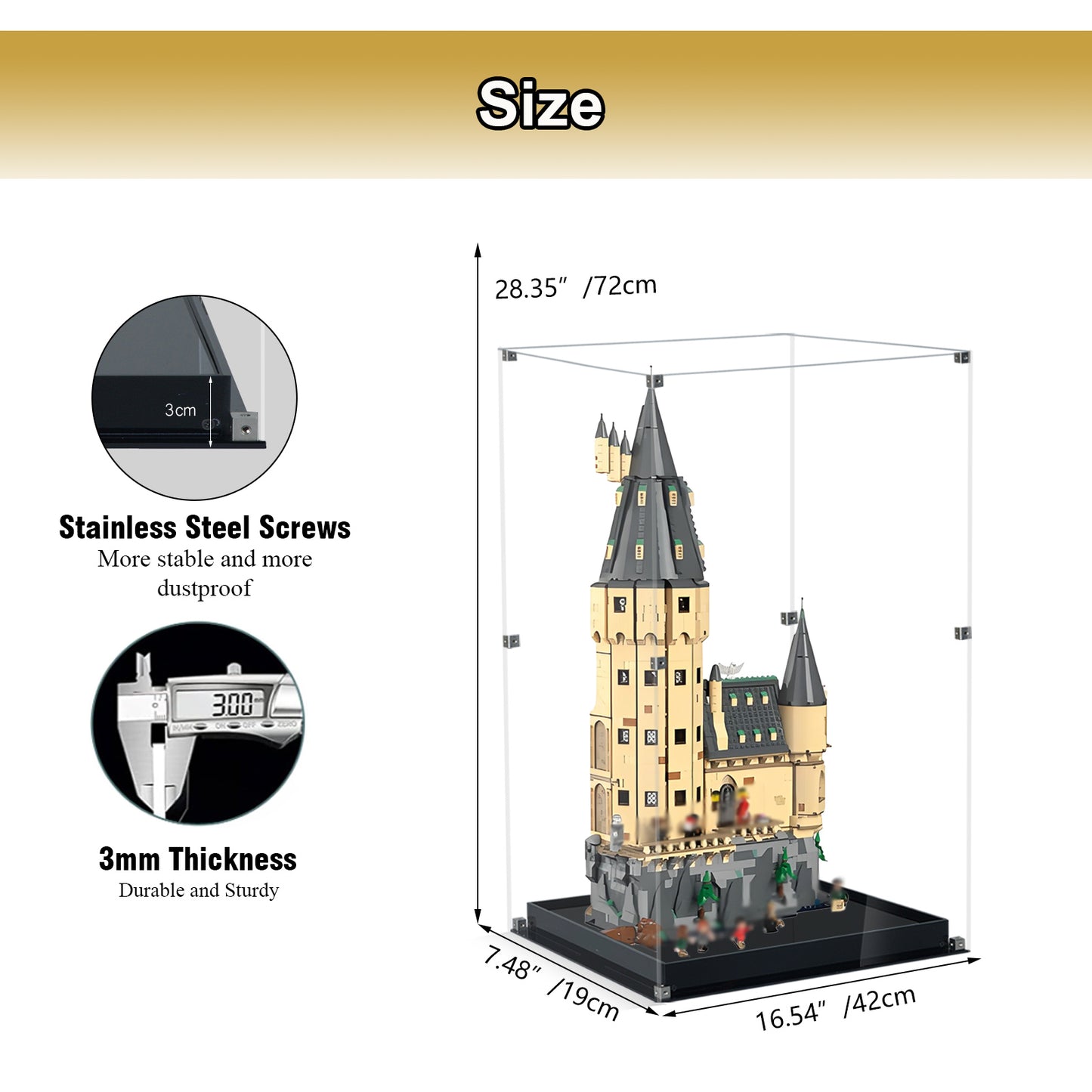 BrickArmor Display Case for LEGO 76454 Hogwarts Castle Building Set,Dustproof Clear Display Box Compatible with Lego76454(Box Only,Model Not Included)