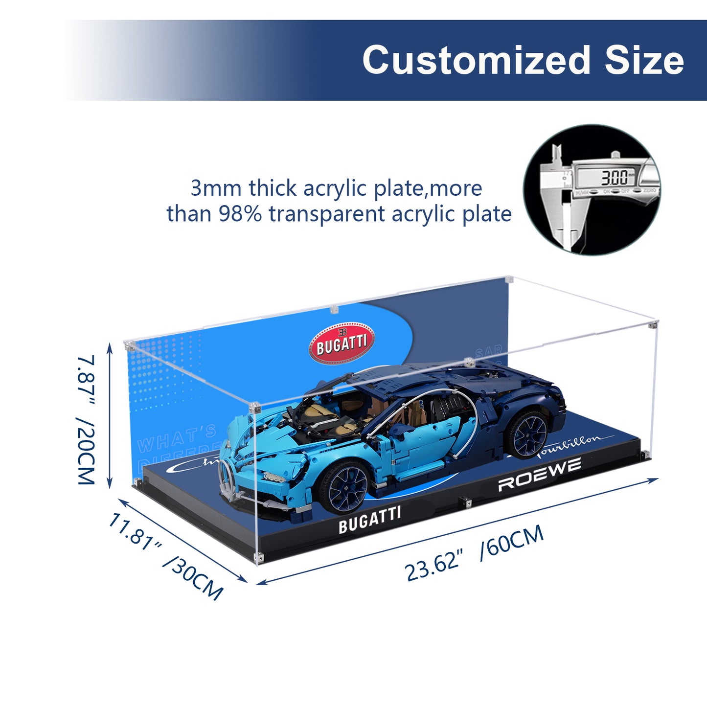BrickArmor Display Case for LEGO Bugatti 42083