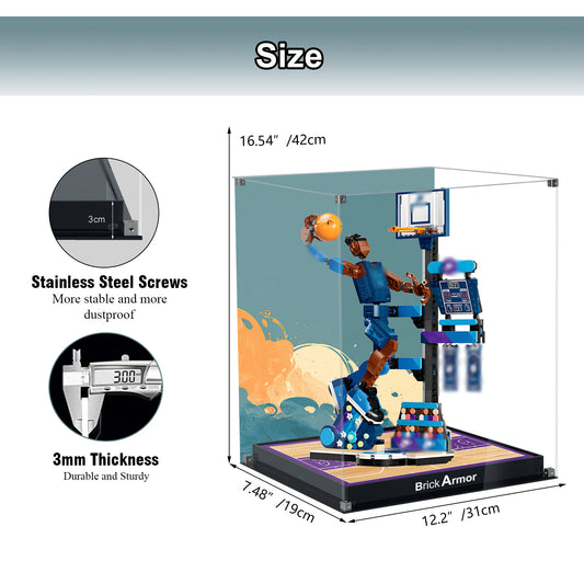 BrickArmor Display Case for LEGO 43010 Nike Slam Dunk Set, Dustproof Display Box & HD Painted Basketball Background Compatible with Lego 43010 Slam Dunk (Box Only, Model Not Included)