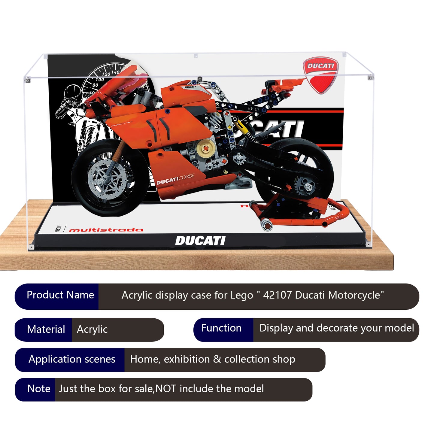 BrickArmor Display Case for LEGO Ducati V4R motorcycle 42107