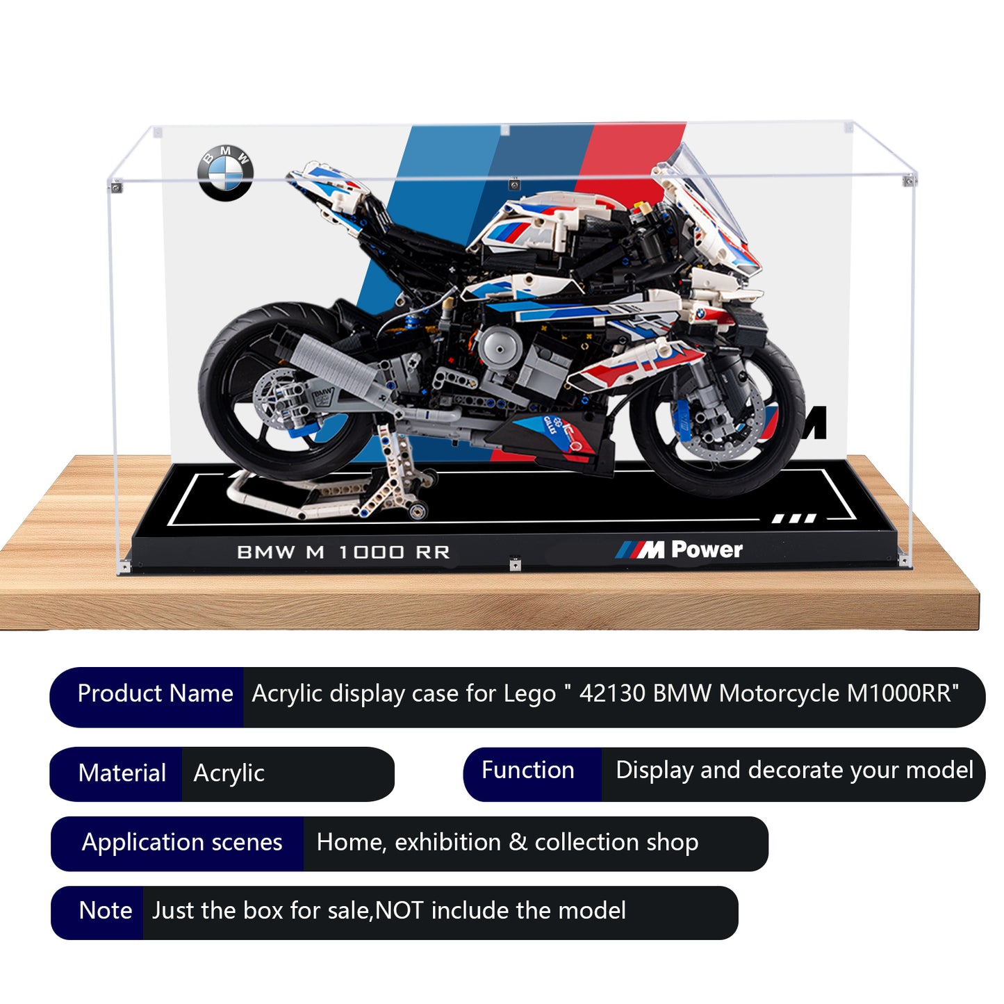BrickArmor Display Case for LEGO BMW 1000rr motorcycle 42130