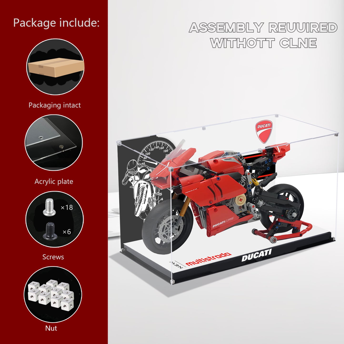 BrickArmor Display Case for LEGO Ducati V4R motorcycle 42107