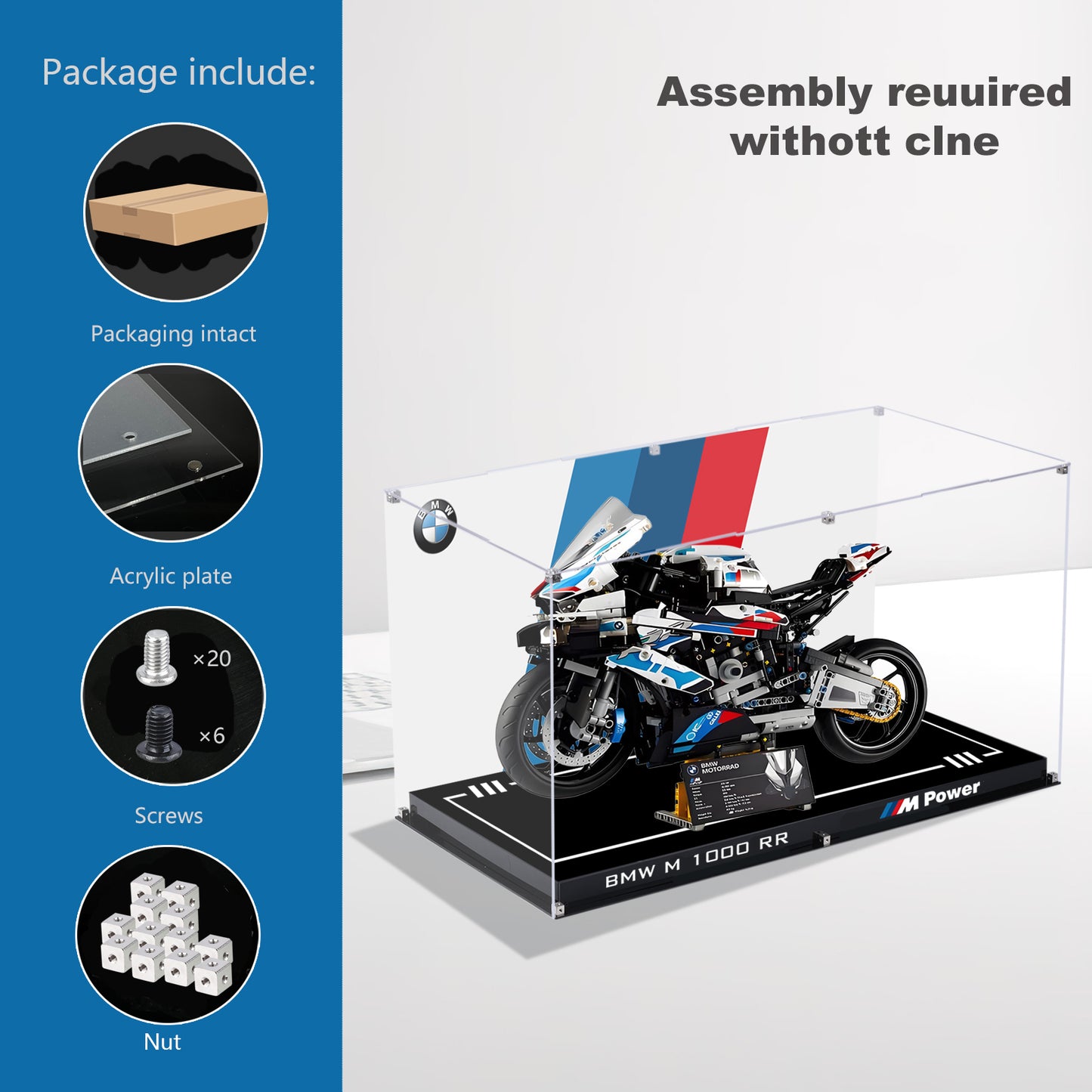 BrickArmor Display Case for LEGO BMW 1000rr motorcycle 42130