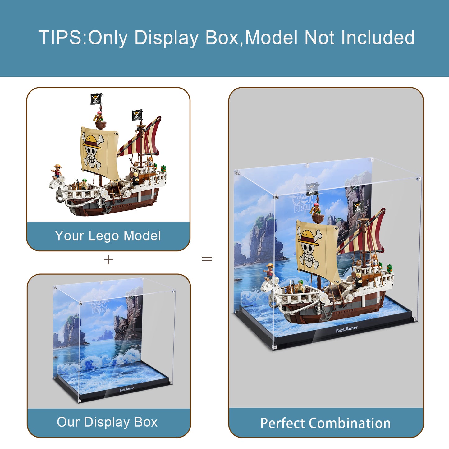 BrickArmor Display Case for LEGO Move forward to the pirate ship Melley(Box Only,Model Not Included)