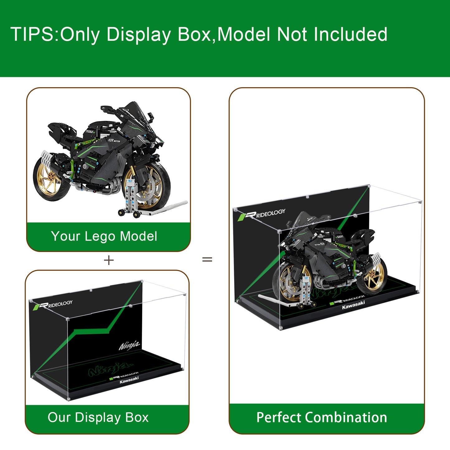 BrickArmor Display Case for LEGO Kawasaki H2R motorcycle 42170