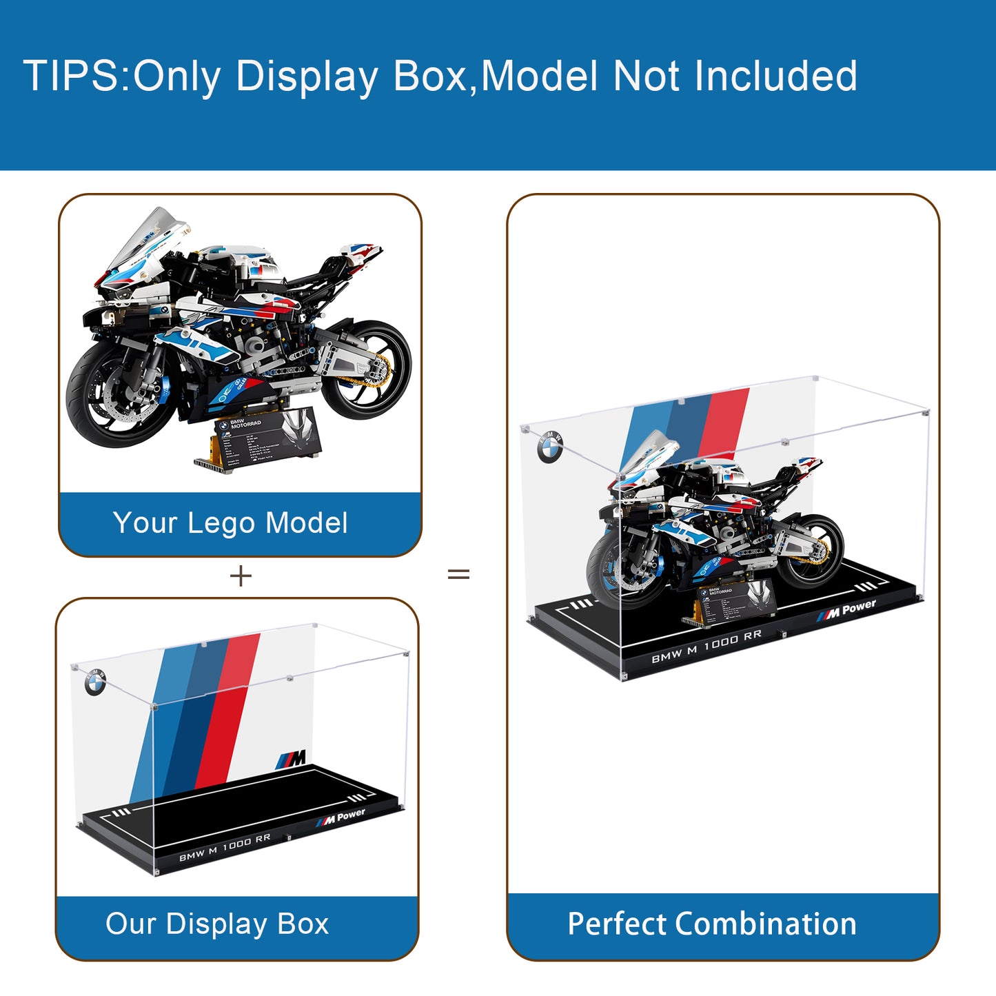 BrickArmor Display Case for LEGO BMW 1000rr motorcycle 42130