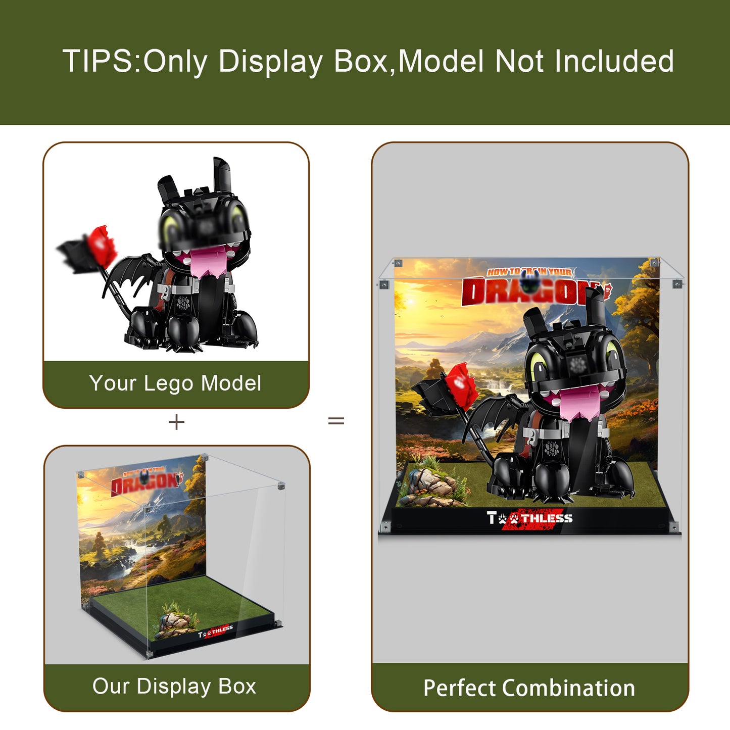 BrickArmor Display Case for LEGO How to Train Your Dragon: Toothless 10375 Building Set, Dustproof Clear Display Box Compatible with Lego 10375 (Box Only, Model Not Included)