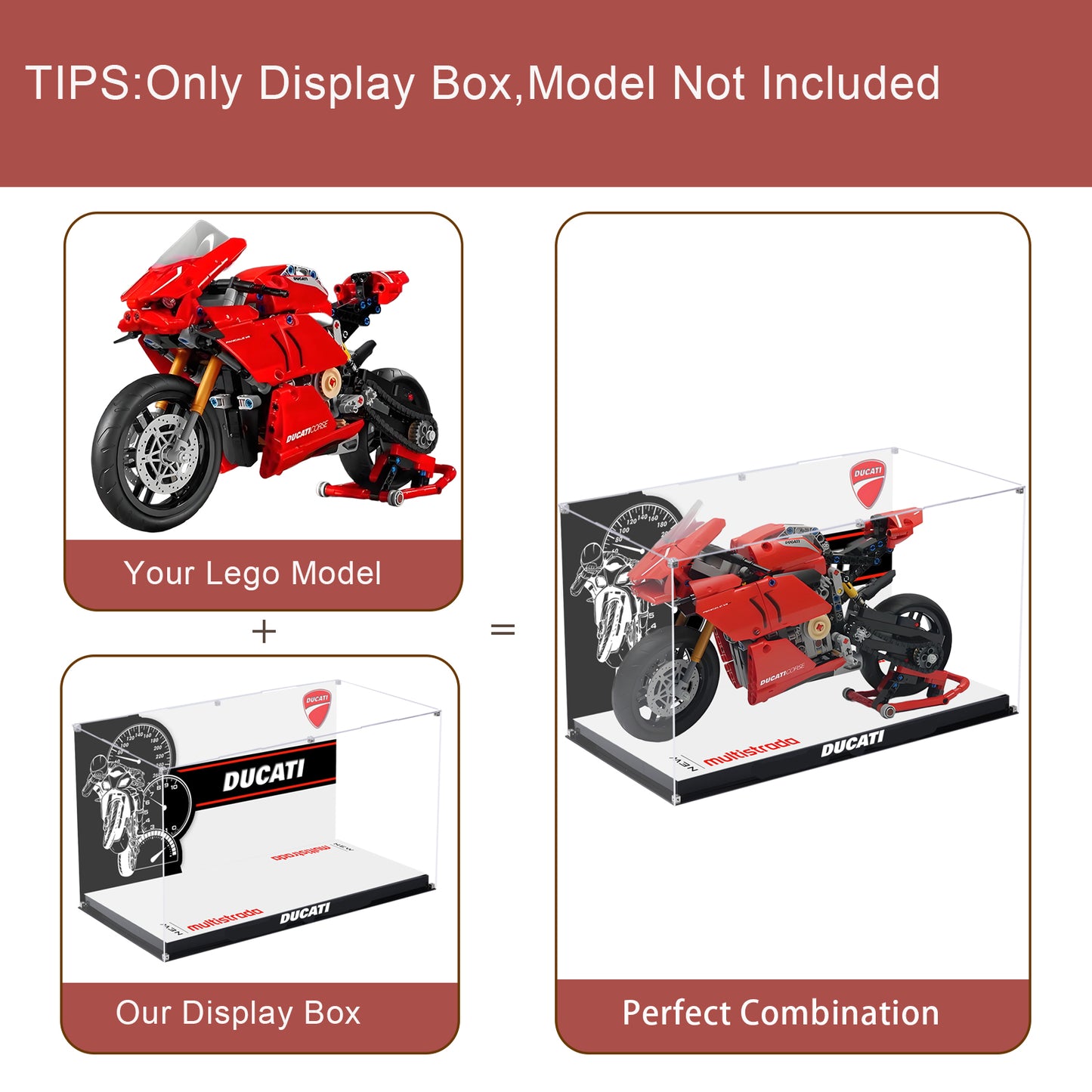 BrickArmor Display Case for LEGO Ducati V4R motorcycle 42107