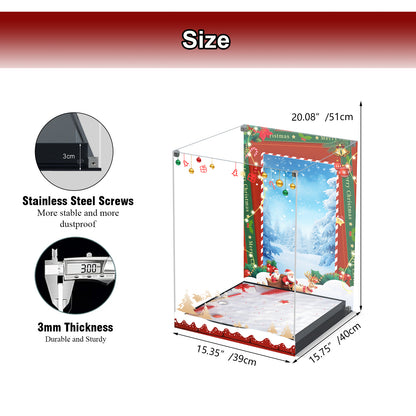 Acrylic Display Case Compatible with Lego Family Christmas Tree 2025 Building Set,Creative Magnetic Front Panel, Dustproof Clear Display Box Compatible with Lego 41843(Box Only，Model Not Included)