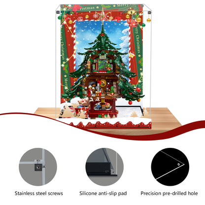 Acrylic Display Case Compatible with Lego Family Christmas Tree 2025 Building Set,Creative Magnetic Front Panel, Dustproof Clear Display Box Compatible with Lego 41843(Box Only，Model Not Included)