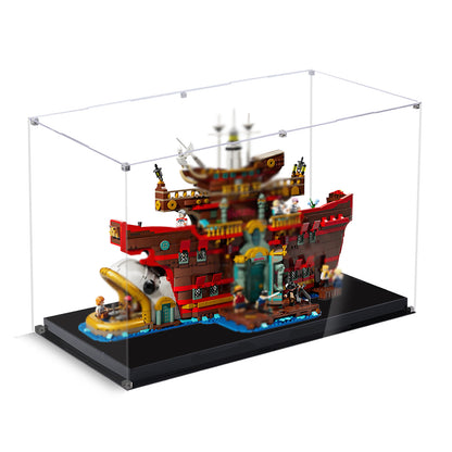 Acrylic Display Case Compatible with Lego 75640 One Piece The Baratie Floating Restaurant Collectible Set, Innovative Magnetic Front Panel Dustproof Display Box Compatible with Lego75640