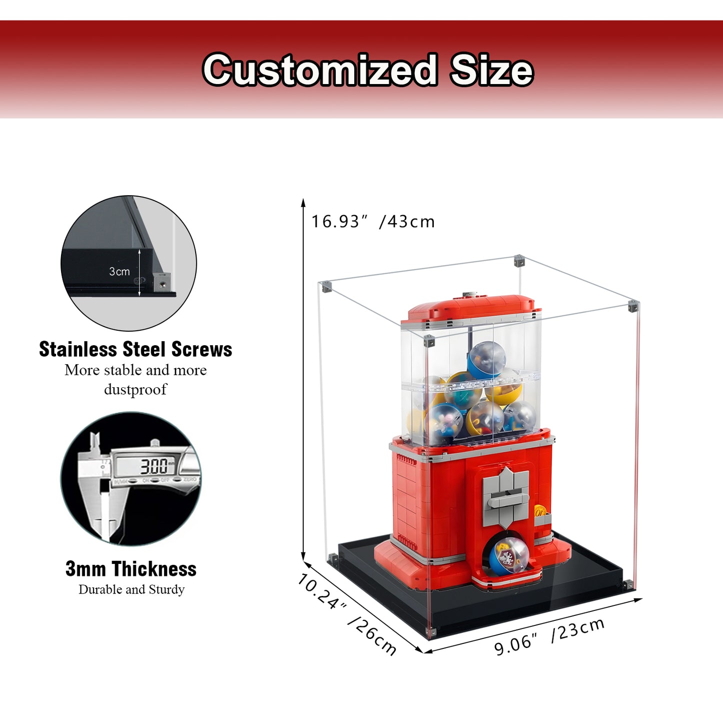 Acrylic Display Case Compatible with Lego 21358 Vending Machine Set, Creative Magnetic Front Panel, Dustproof Clear Display Box Compatible with Lego21358 Building Block(Case Only)