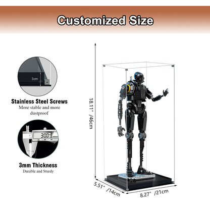 Acrylic Display Case Compatible with Lego75434 K-2SO Security Droid Building Set,Dustproof Clear Display Box Compatible with Lego75434(Box Only, Model Not Included