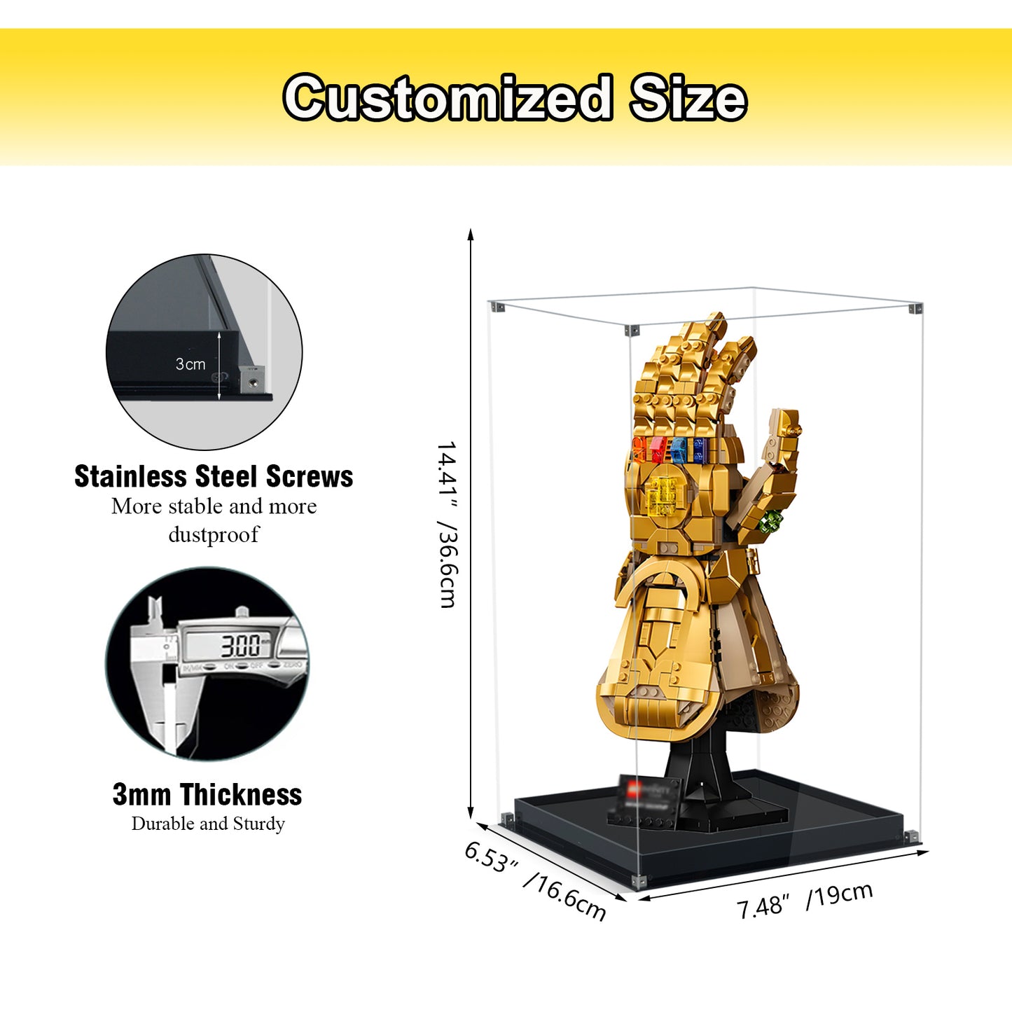 BrickArmor Display Case for LEGO 76191 Thanos's Infinity Gauntlet Set,Dustproof Clear Display Box Compatible with Lego 76191 (Box Only，Model Not Included)