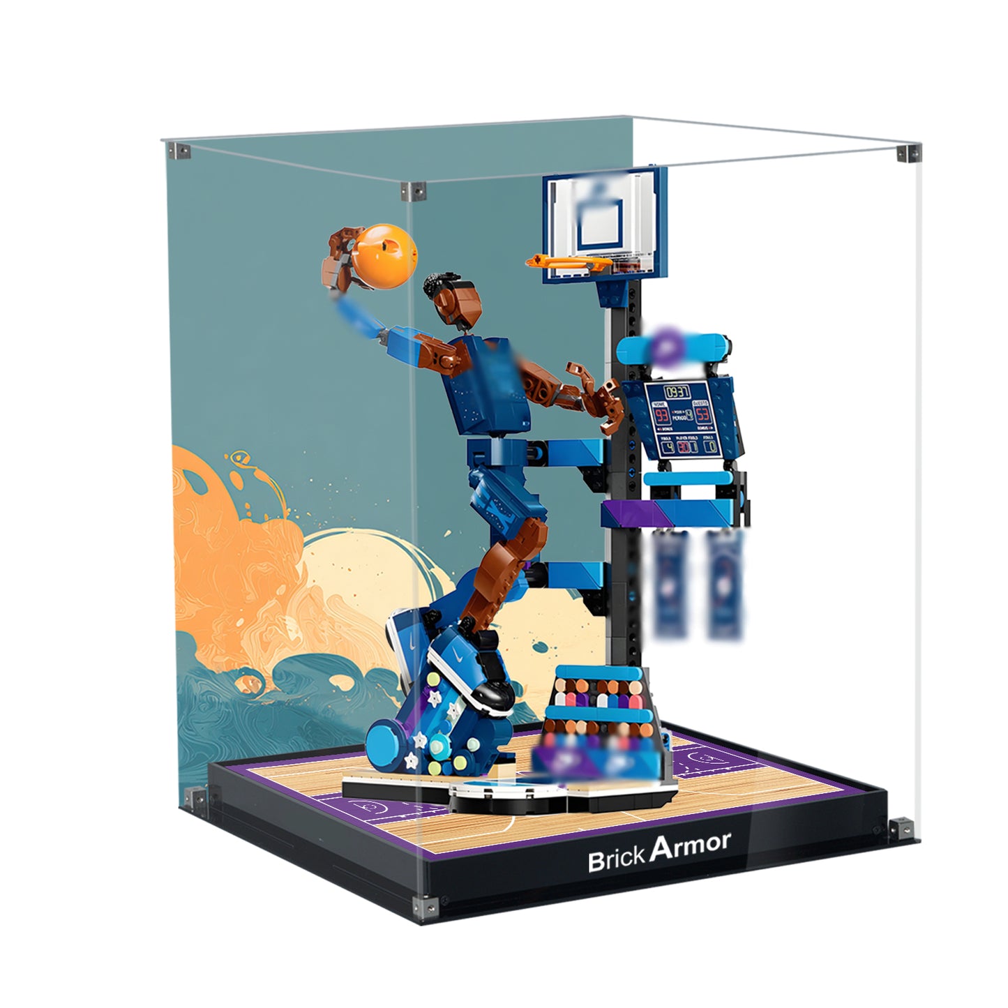 BrickArmor Display Case for LEGO 43010 Nike Slam Dunk Set, Dustproof Display Box & HD Painted Basketball Background Compatible with Lego 43010 Slam Dunk (Box Only, Model Not Included)