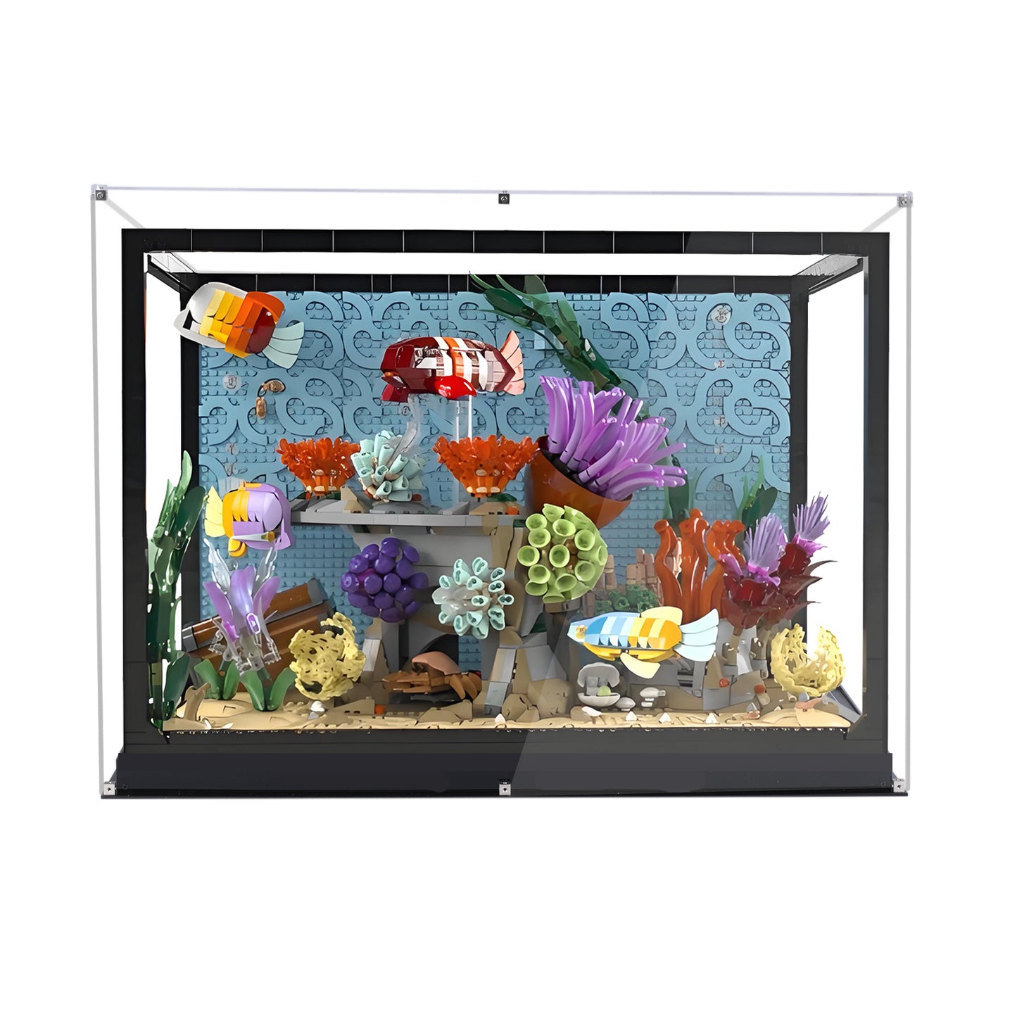 BrickArmor Display Case for LEGO 10366 Tropical Aquarium Collectible Set, Creative Magnetic Front Panel, Dustproof Clear Display Box Compatible with Lego10366(Box Only, Model Not Included)