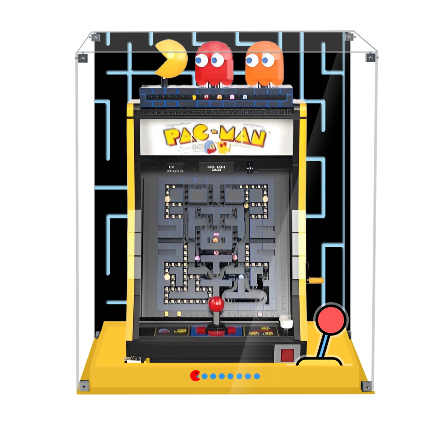 Acrylic Display Case Compatible with Lego 10323 PAC-Man Arcade Set, Creative Magnetic Front Panel, Dustproof Clear Display Box Compatible with Lego 10323 Icons Building Blocks Model (Case Only)