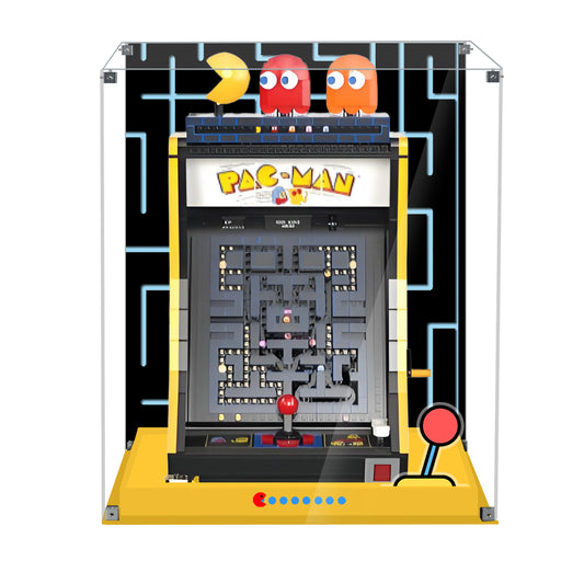 Acrylic Display Case Compatible with Lego 10323 PAC-Man Arcade Set, Creative Magnetic Front Panel, Dustproof Clear Display Box Compatible with Lego 10323 Icons Building Blocks Model (Case Only)