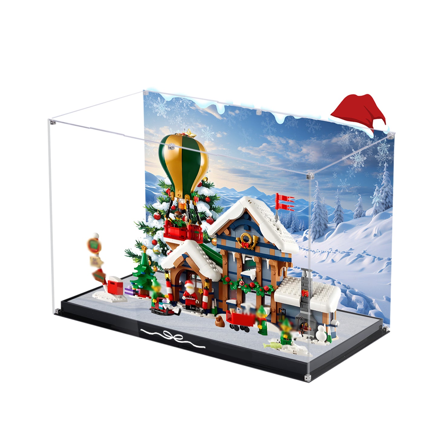 Acrylic Display Case Compatible with Lego 10339 Santa Claus Post Office Set,Innovative Magnetic Front Dustproof Display Box Compatible with Lego 10339 (Box Only, Model Not Included)