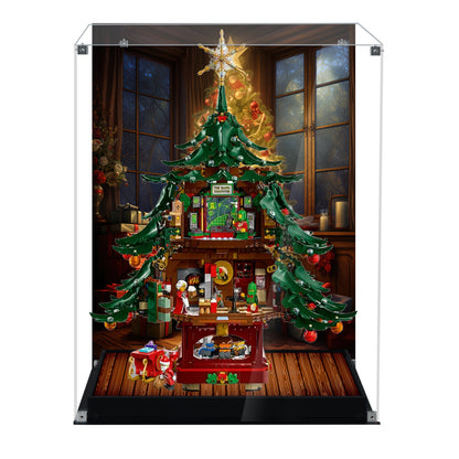 Acrylic Display Case Compatible with Lego Family Christmas Tree 2025 Building Set,Creative Magnetic Front Panel, Dustproof Clear Display Box Compatible with Lego 41843(Box Only，Model Not Included)