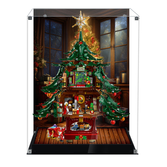 Acrylic Display Case Compatible with Lego Family Christmas Tree 2025 Building Set,Creative Magnetic Front Panel, Dustproof Clear Display Box Compatible with Lego 41843(Box Only，Model Not Included)