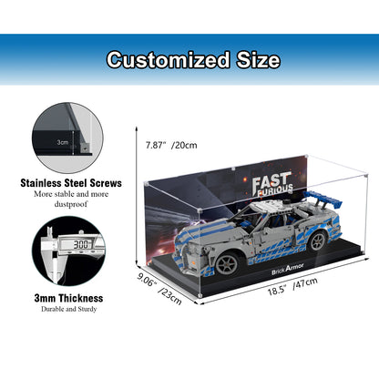 BrickArmor Display Case for LEGO Fast and Furious Technic Car Building Set,Dustproof Clear Display Box Compatible with Lego 42210 (Box Only，Model Not Included)