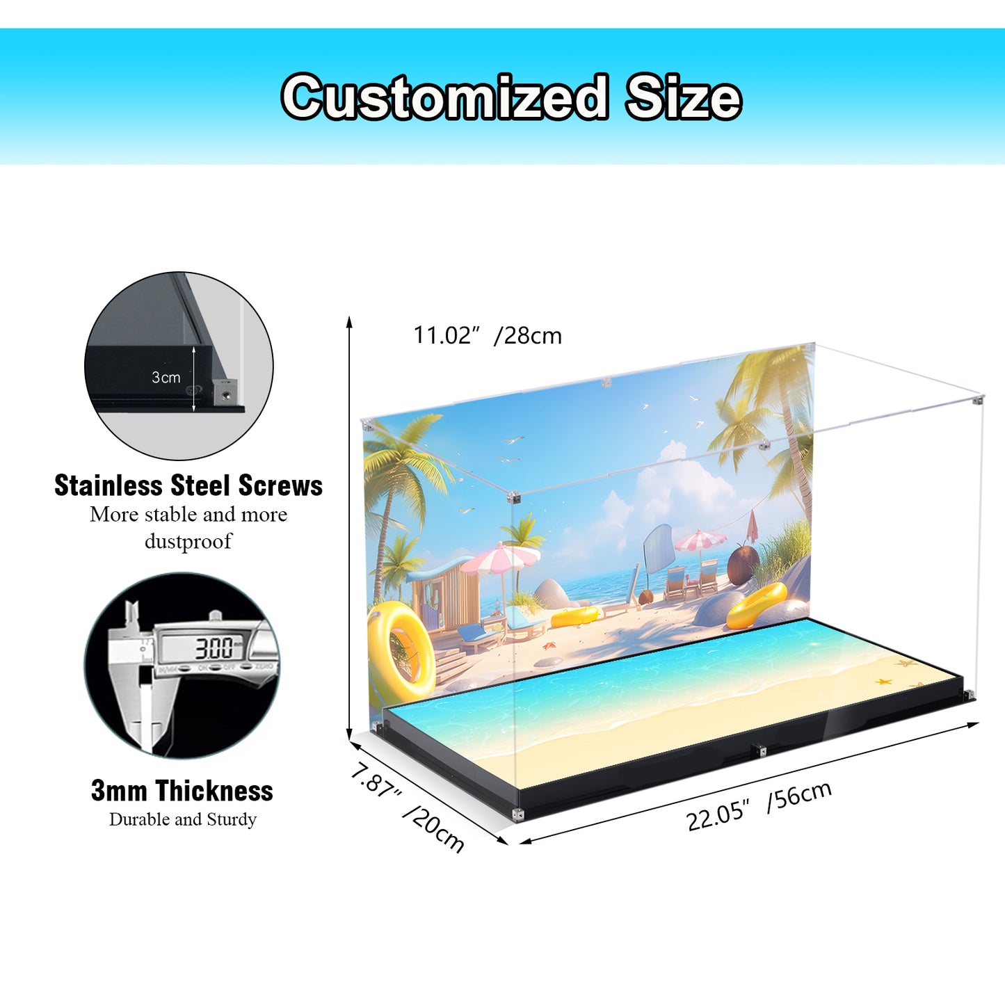 Acrylic Display Case Compatible with Lego Stitch 43257 & Angel 43249, Dustproof Showcase Box with Magnetic Front Panel and HD Backdrop, Storage Display Compatible with Lego Collectibles (Case Only)