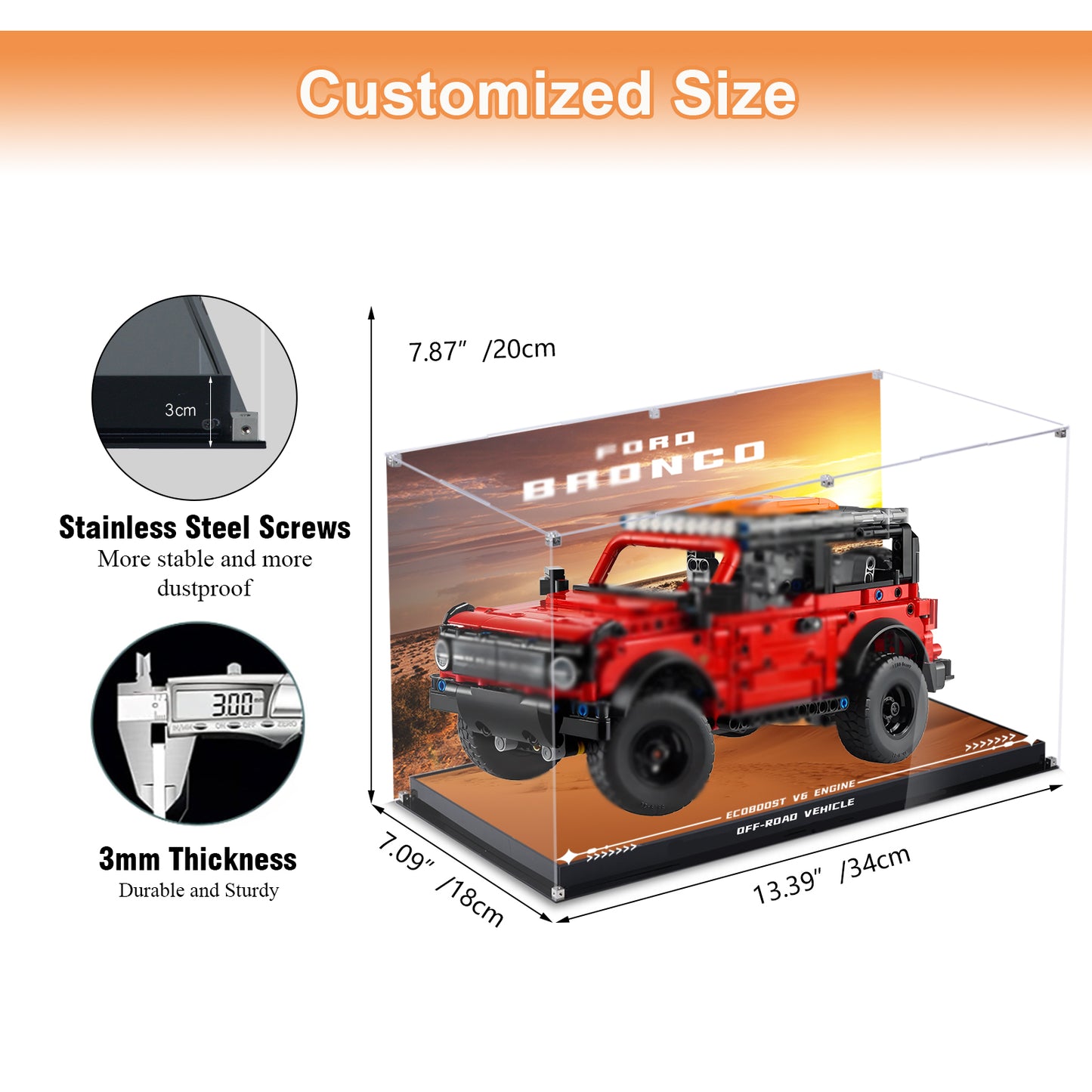 BrickArmor Display Case for LEGO 42213 Ford Bronco SUV Technic Car Building Set,Dustproof Clear Display Box Compatible with Lego 42213 (Box Only，Model Not Included)