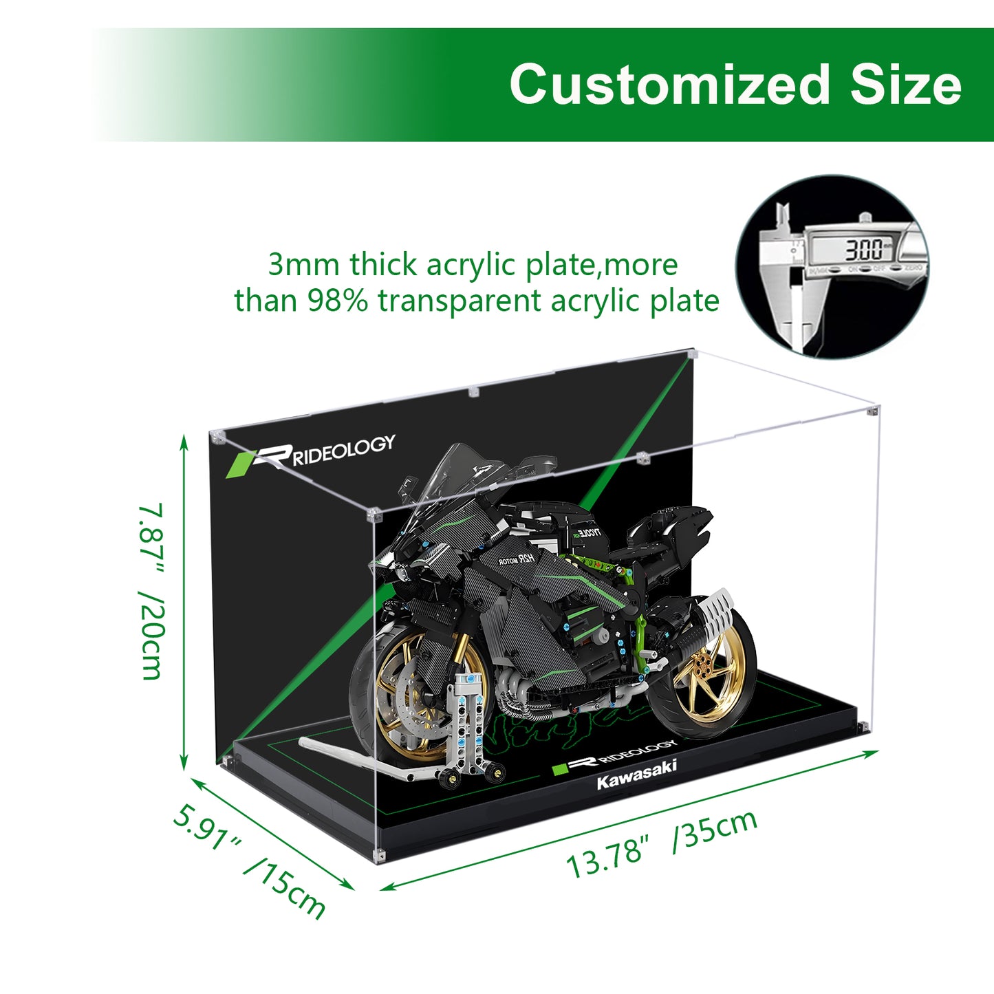 BrickArmor Display Case for LEGO Kawasaki H2R motorcycle 42170