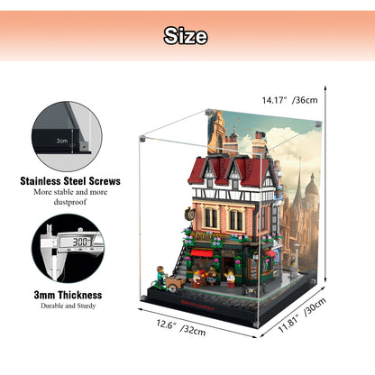 BrickArmor Display Case for LEGO 10350 Tudor Corner Building Set,Dustproof Clear Display Box Compatible with Lego 10350(Box Only，Model Not Included)