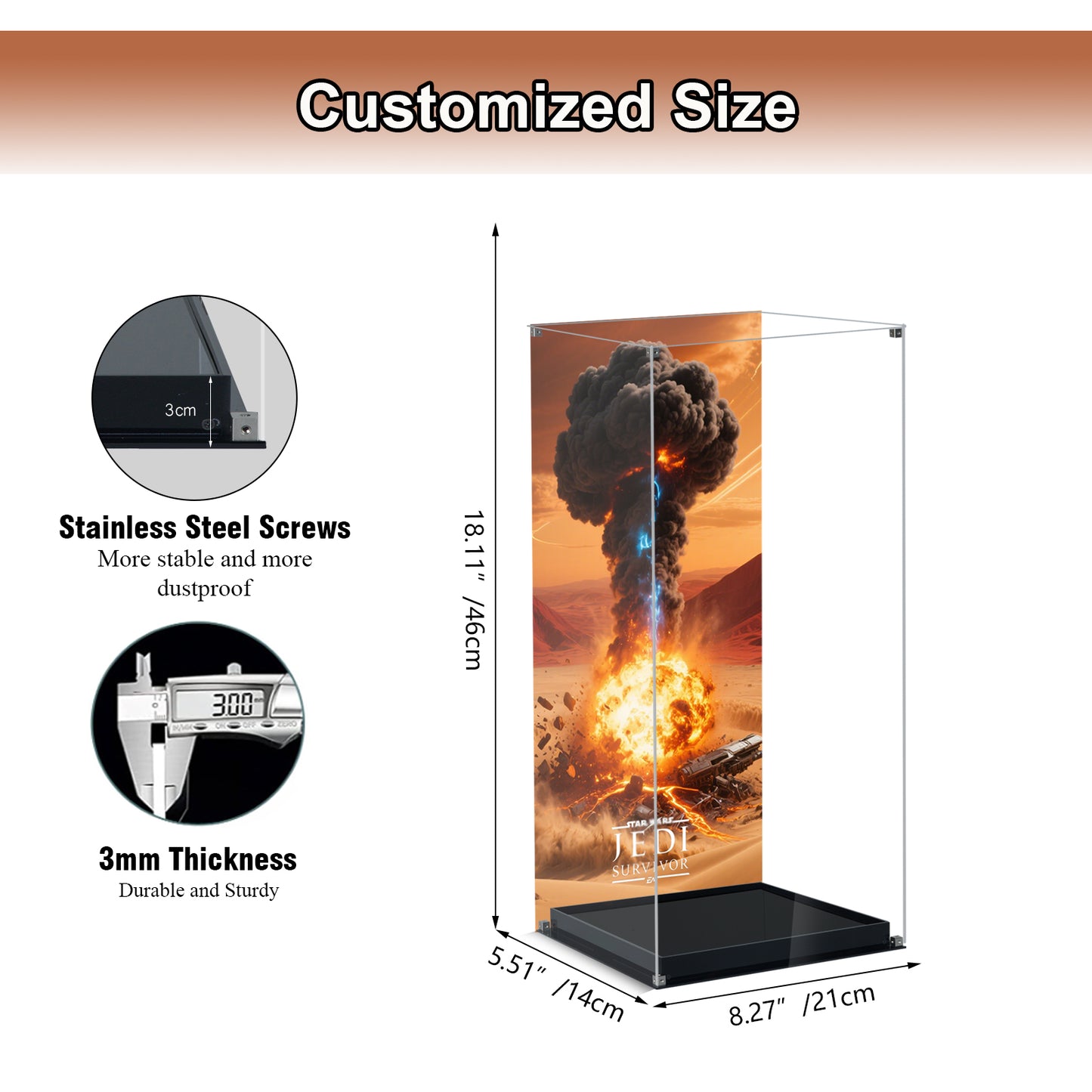 Acrylic Display Case Compatible with Lego75434 K-2SO Security Droid Building Set,Dustproof Clear Display Box Compatible with Lego75434(Box Only, Model Not Included