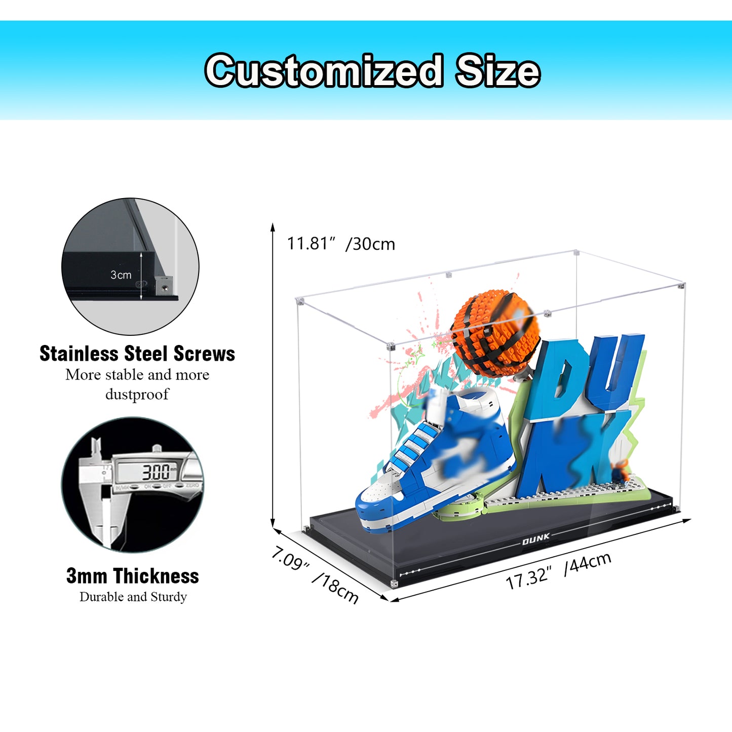 BrickArmor Display Case for LEGO 43008 Set x Nike Dunk Building Set,Dustproof Clear Display Box Compatible with Lego43008( Only Case，Model Not Included)