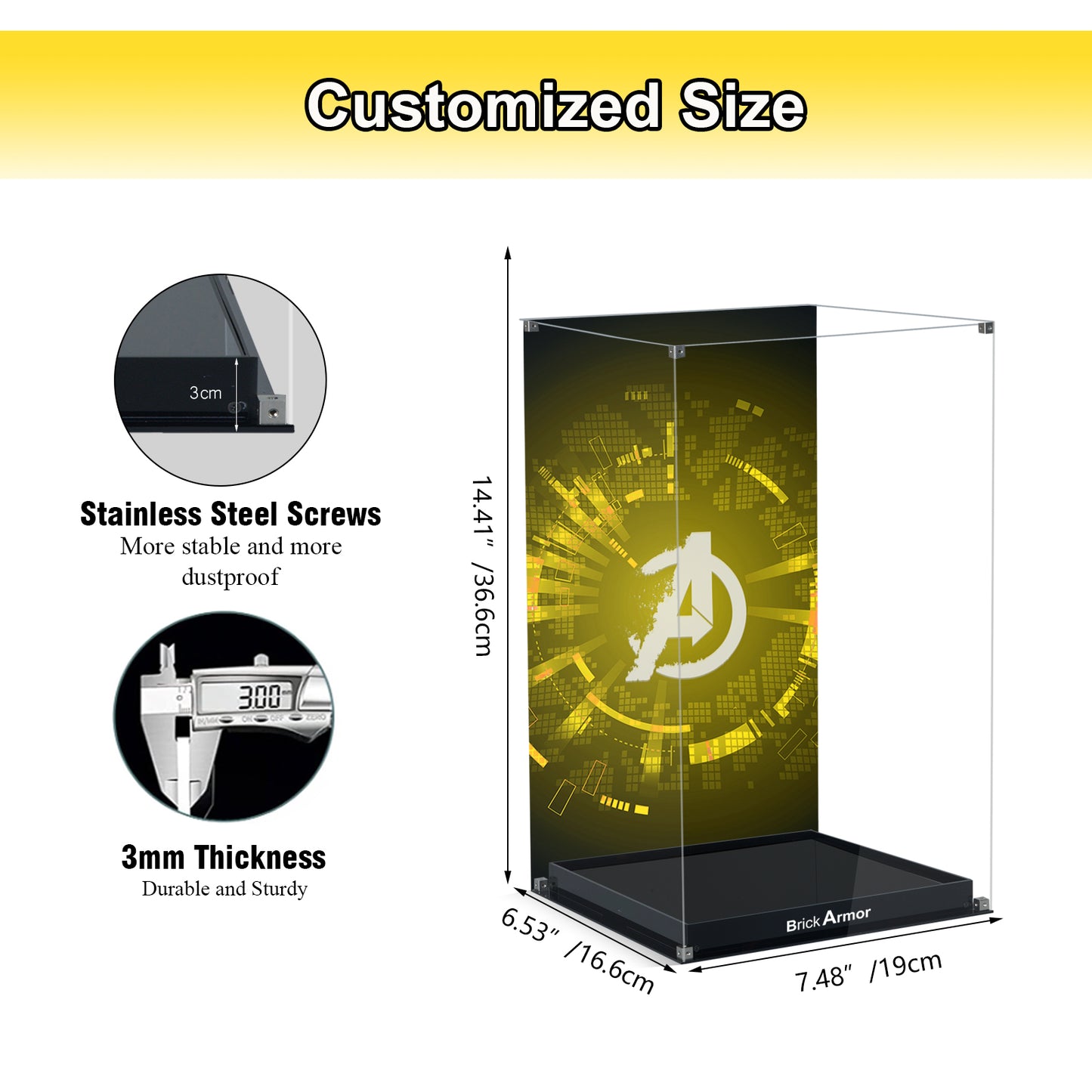 BrickArmor Display Case for LEGO 76191 Thanos's Infinity Gauntlet Set,Dustproof Clear Display Box Compatible with Lego 76191 (Box Only，Model Not Included)
