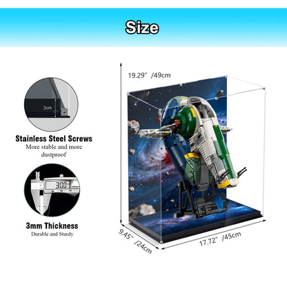 BrickArmor Display Case for LEGO 75409 Jango Fett's Firespray Building Set,Dustproof Clear Display Box Compatible with Lego75409 Class Starship(Box Only，Model Not Included)