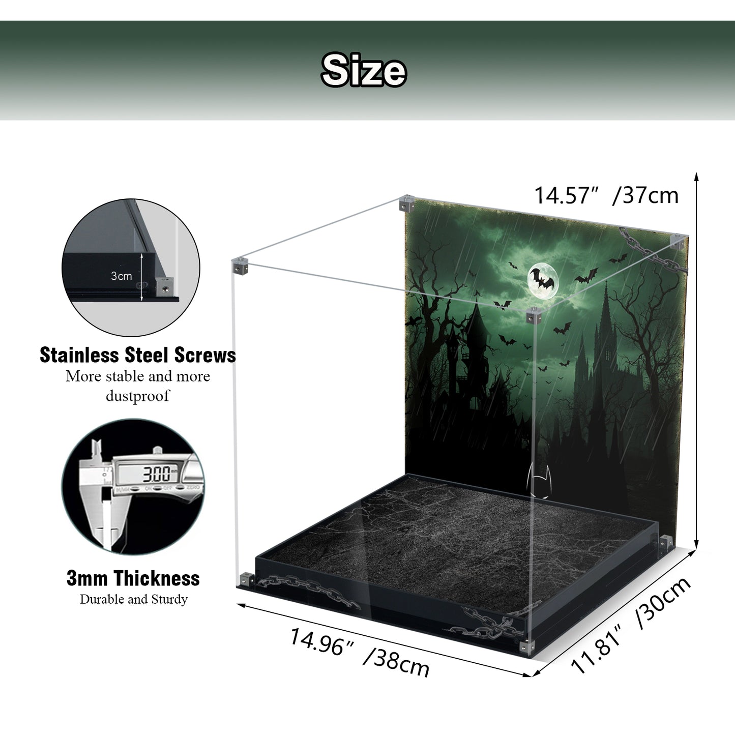 BrickArmor Display Case for LEGO 76300 Batman Arkham Asylum Madhouse Set, Innovative Magnetic Front Panel Dustproof Display Box Compatible with Lego 76300 (Only Box, Model Not Included)