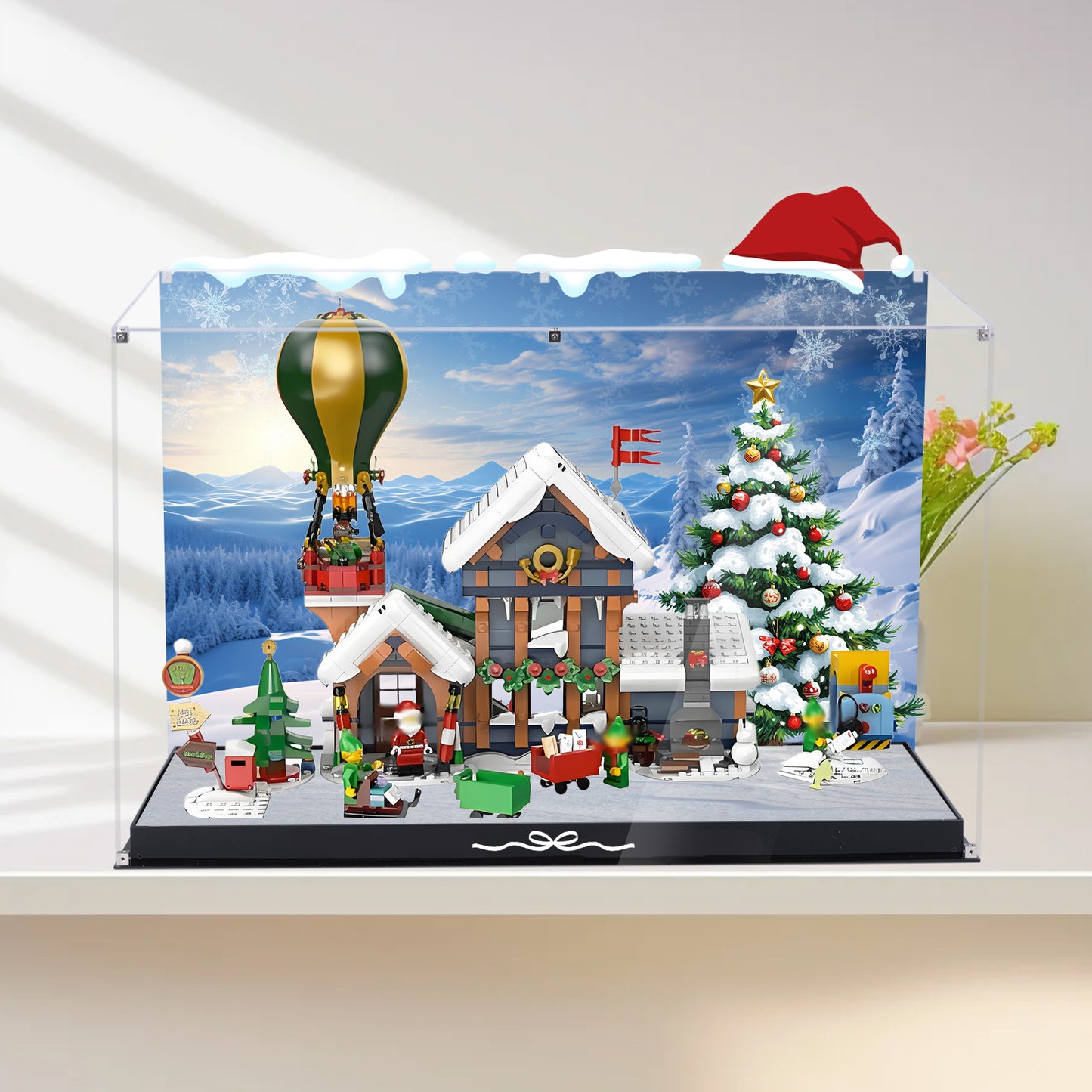 Acrylic Display Case Compatible with Lego 10339 Santa Claus Post Office Set,Innovative Magnetic Front Dustproof Display Box Compatible with Lego 10339 (Box Only, Model Not Included)