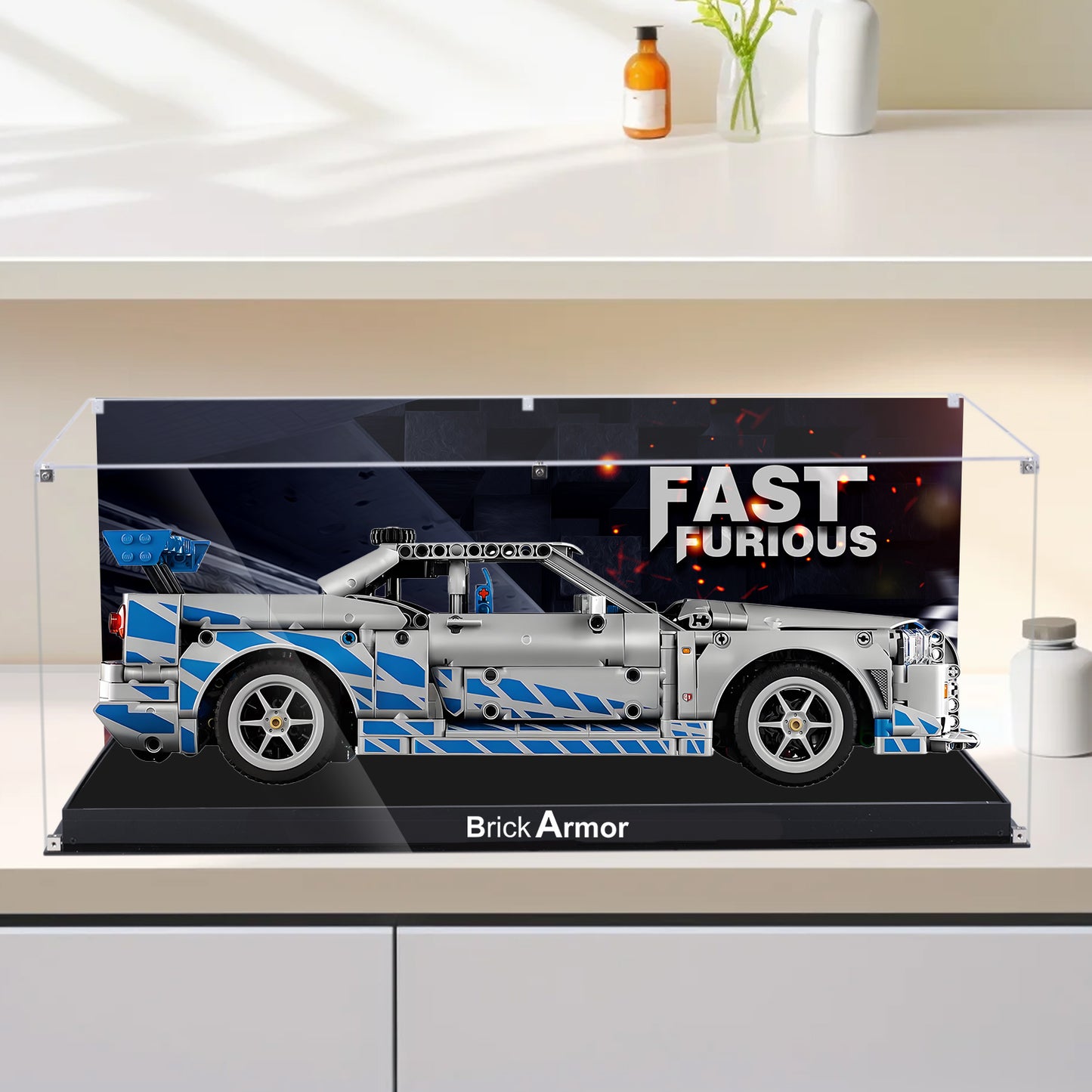 BrickArmor Display Case for LEGO Fast and Furious Technic Car Building Set,Dustproof Clear Display Box Compatible with Lego 42210 (Box Only，Model Not Included)