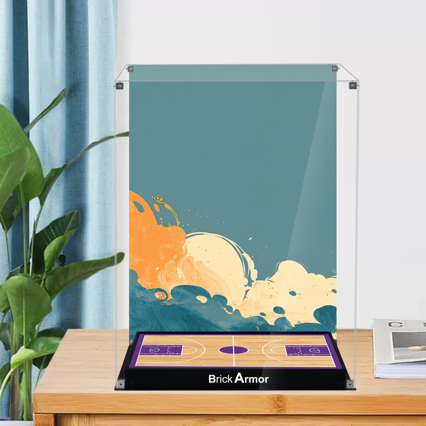 BrickArmor Display Case for LEGO 43010 Nike Slam Dunk Set, Dustproof Display Box & HD Painted Basketball Background Compatible with Lego 43010 Slam Dunk (Box Only, Model Not Included)