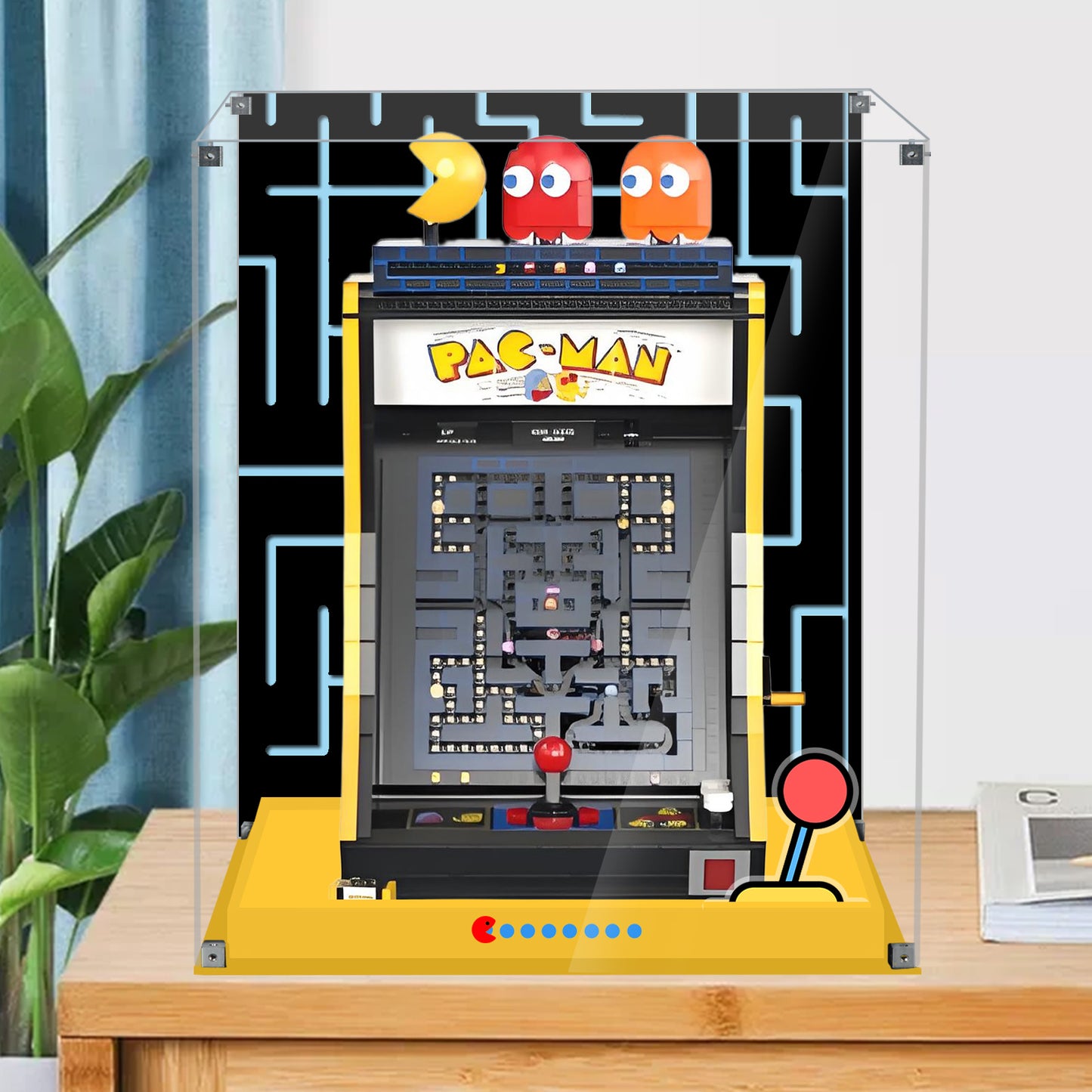 Acrylic Display Case Compatible with Lego 10323 PAC-Man Arcade Set, Creative Magnetic Front Panel, Dustproof Clear Display Box Compatible with Lego 10323 Icons Building Blocks Model (Case Only)