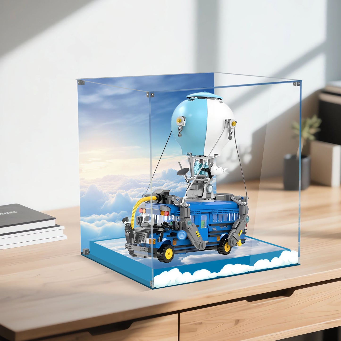 BrickArmor Display Case for LEGO 77073 Fortnite Battle Bus Set,Innovative Magnetic Front Panel Dustproof Display Box Compatible with Lego 77073 (Only Box, Model Not Included)