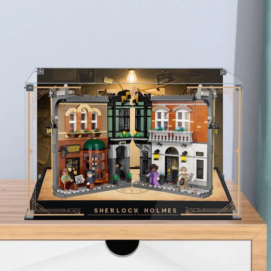 Acrylic Display Case Compatible with Lego 10351 Sherlock-Holmes: Book-Nook Set, Creative Magnetic Front Panel, Dustproof Clear Display Box Compatible with Lego 10351 Building Block(Case Only)