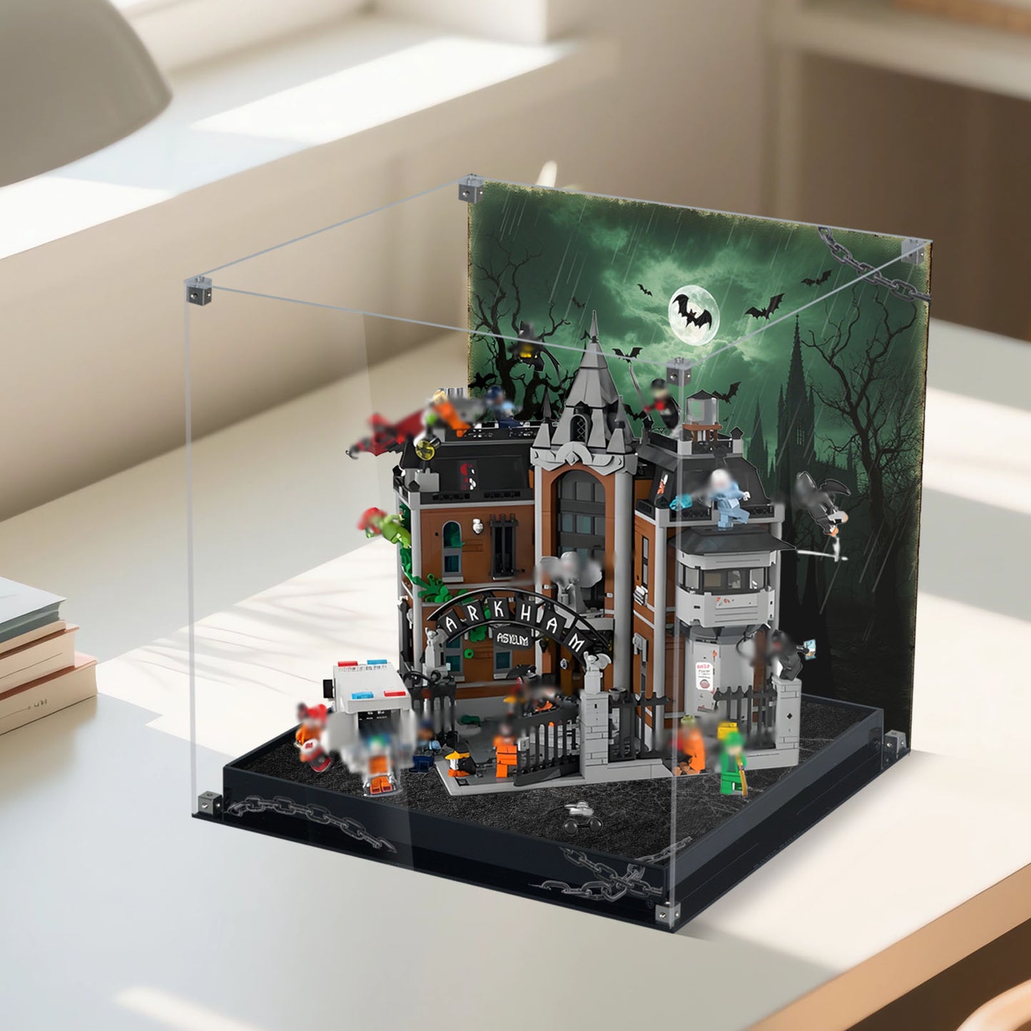 BrickArmor Display Case for LEGO 76300 Batman Arkham Asylum Madhouse Set, Innovative Magnetic Front Panel Dustproof Display Box Compatible with Lego 76300 (Only Box, Model Not Included)